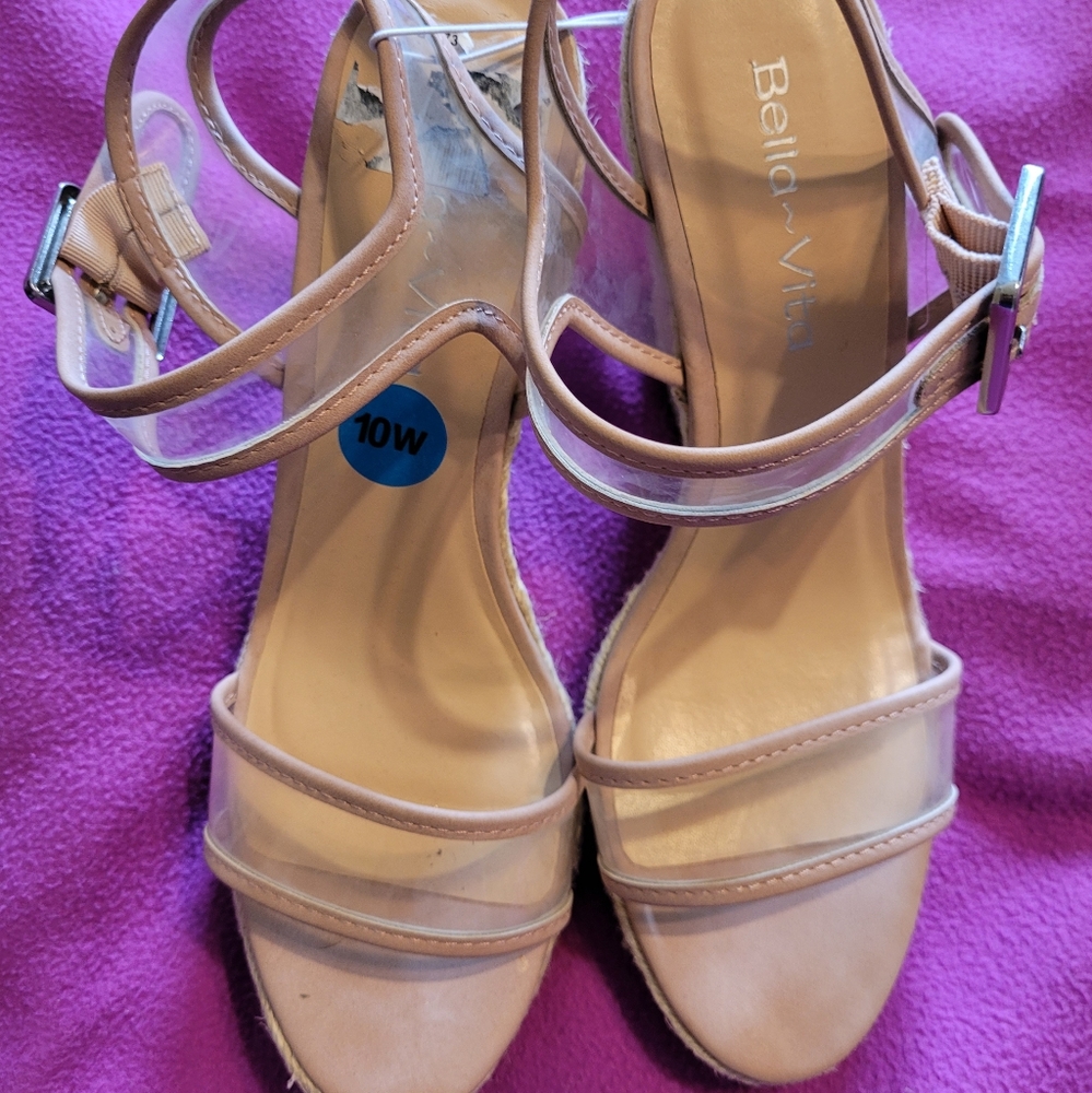 WEDGES Transparent and Blush Espadrille - Size 10